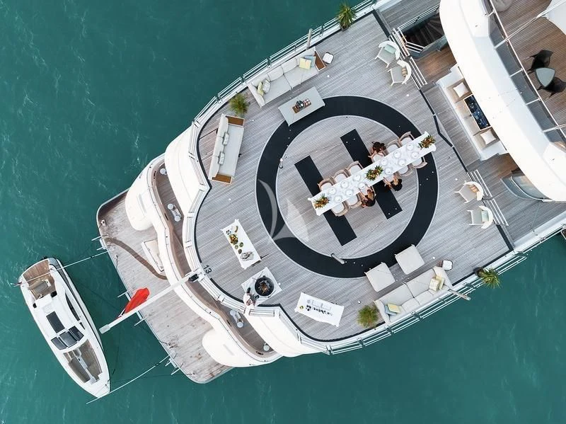 a high angle view of a ship aboard NAIA Yacht for Sale