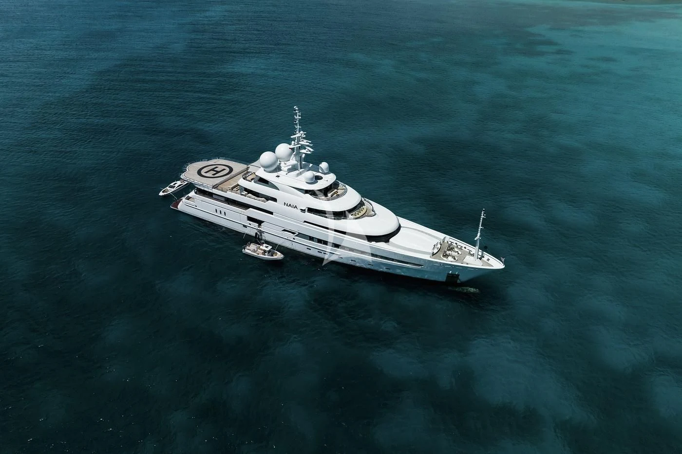 a ship in the water aboard NAIA Yacht for Sale