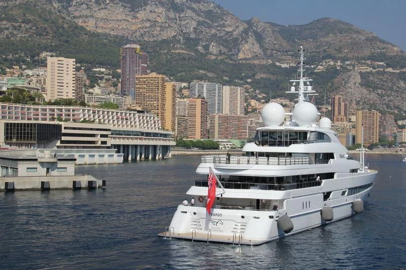 a boat in the water aboard NAIA Yacht for Sale