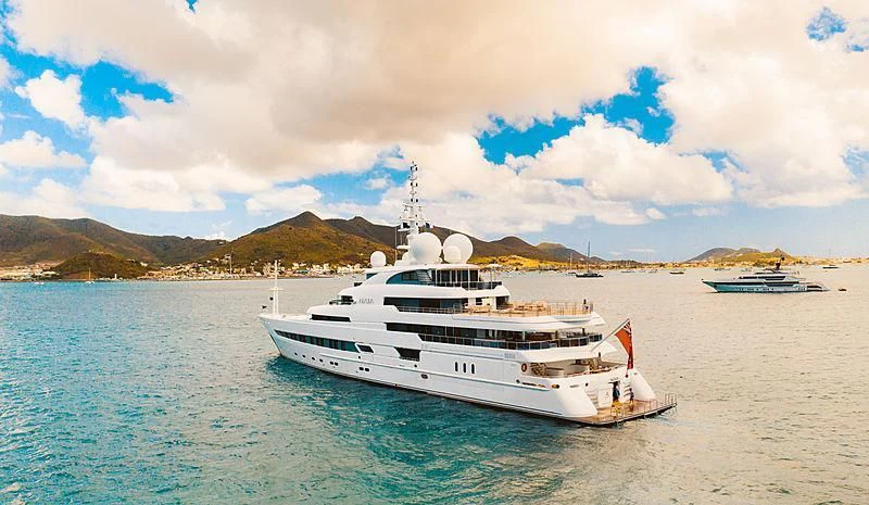 a boat on the water aboard NAIA Yacht for Sale