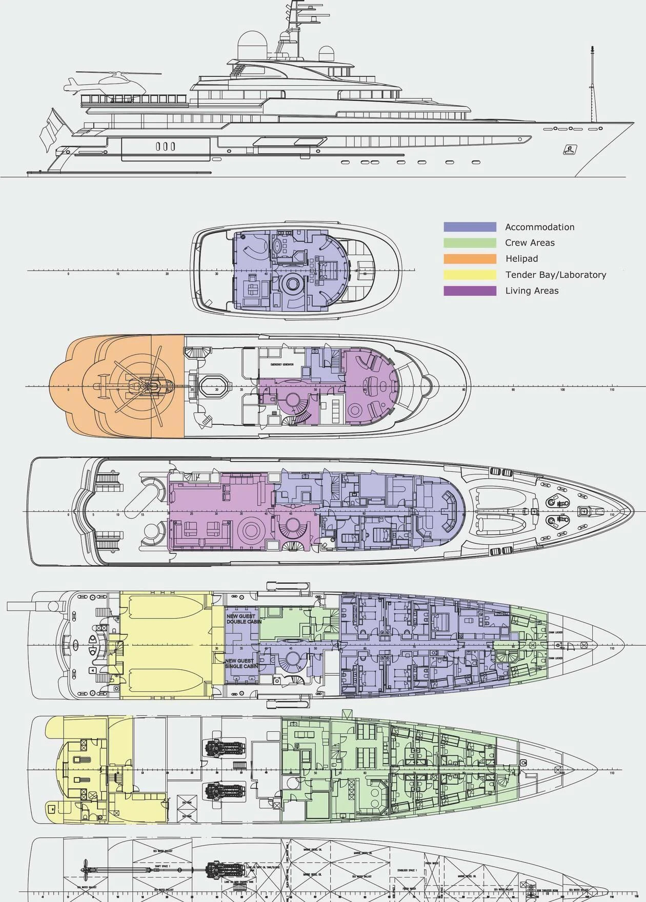 diagram aboard NAIA Yacht for Sale