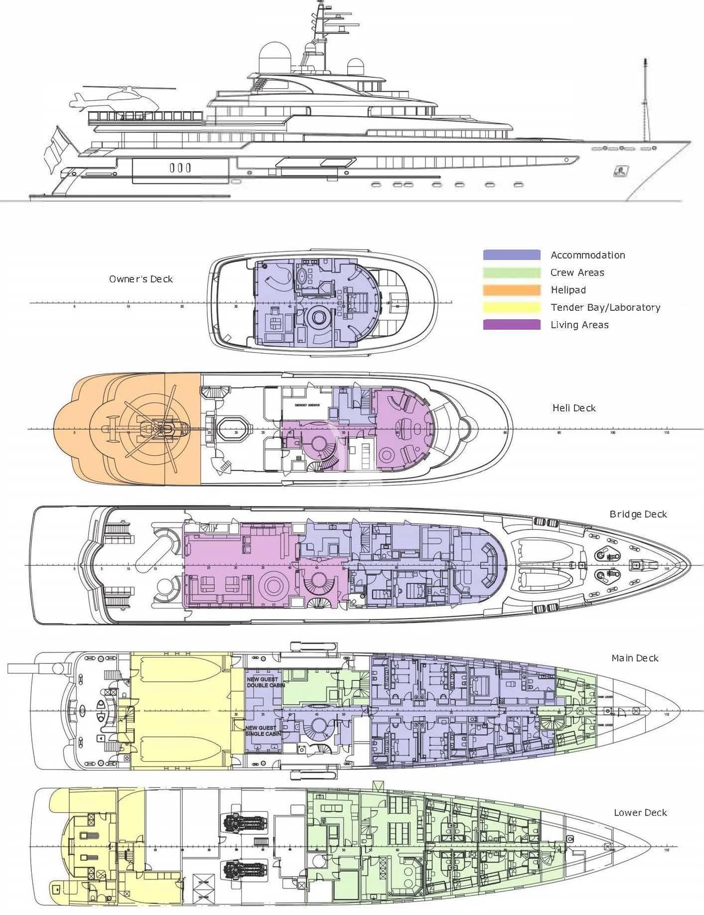 diagram aboard NAIA Yacht for Sale
