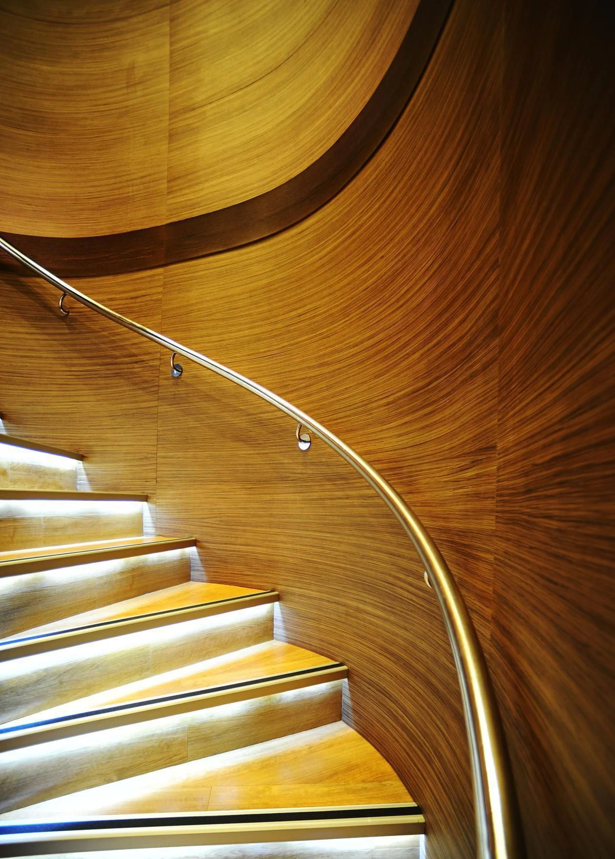 a close-up of some stairs aboard NAIA Yacht for Sale