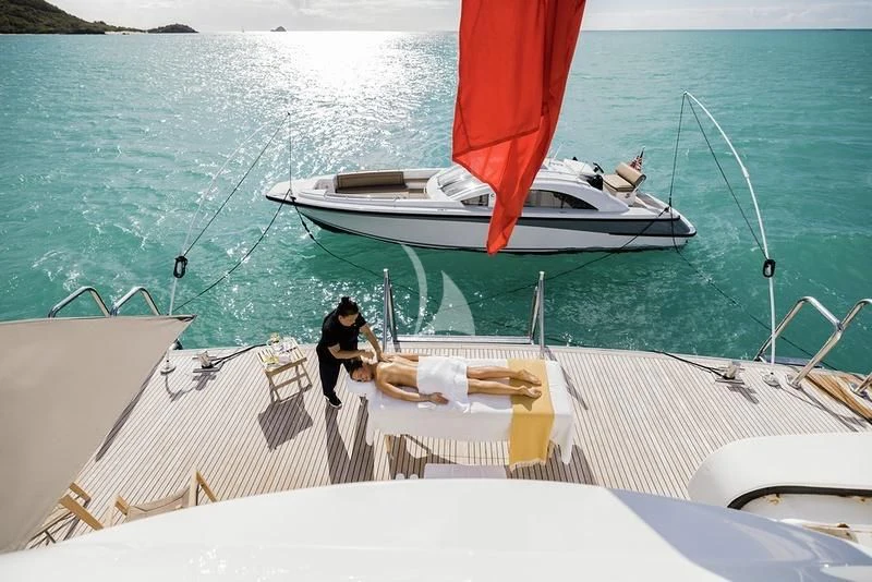 a boat on the water aboard NAIA Yacht for Sale