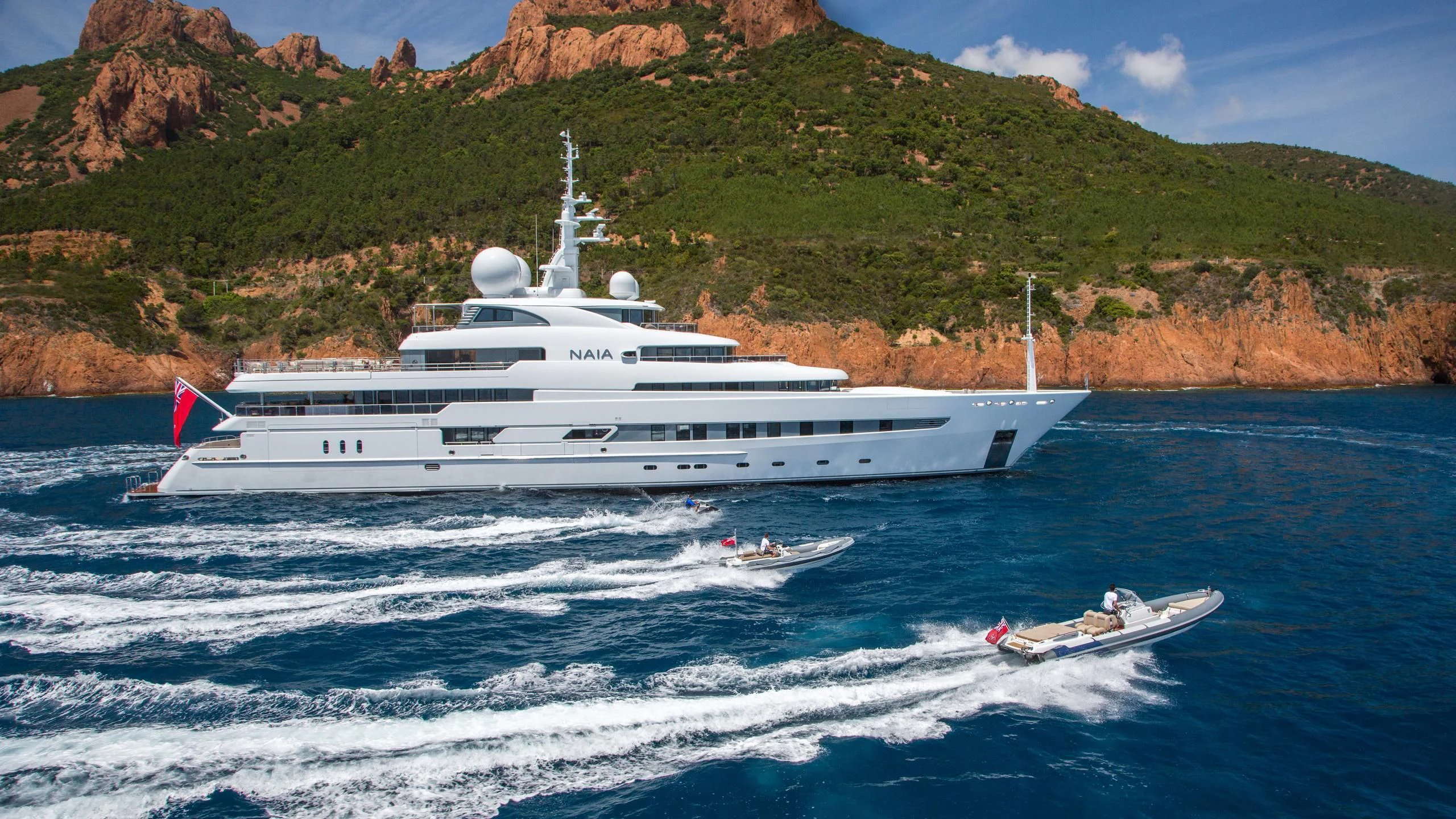 a boat on the water aboard NAIA Yacht for Sale