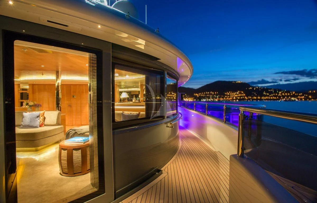 a boat on the water aboard NAIA Yacht for Sale