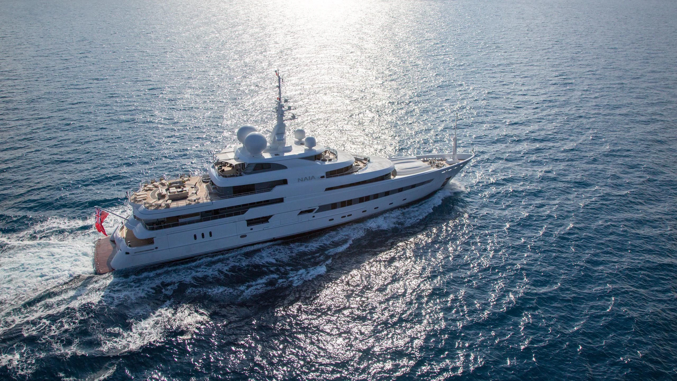 a ship in the water aboard NAIA Yacht for Sale