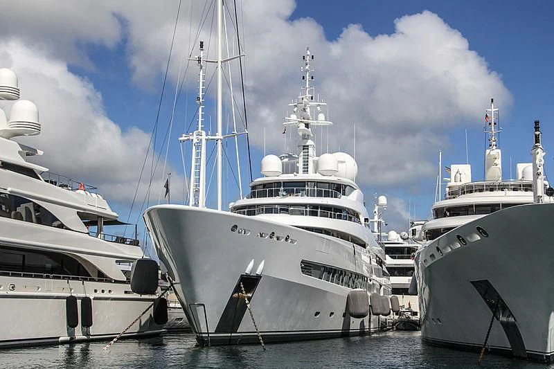 several boats in the water aboard NAIA Yacht for Sale