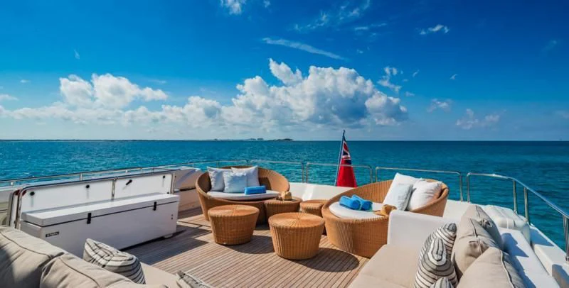 a large bed on a boat aboard ONE AND ONLY Yacht for Sale