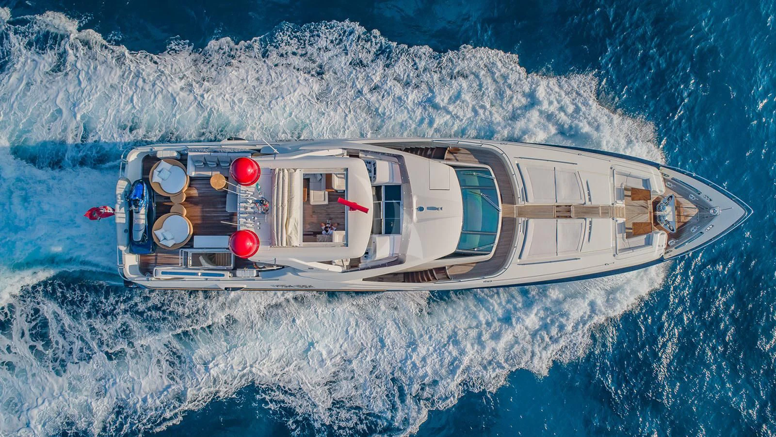 a high angle view of a ship aboard ONE AND ONLY Yacht for Sale