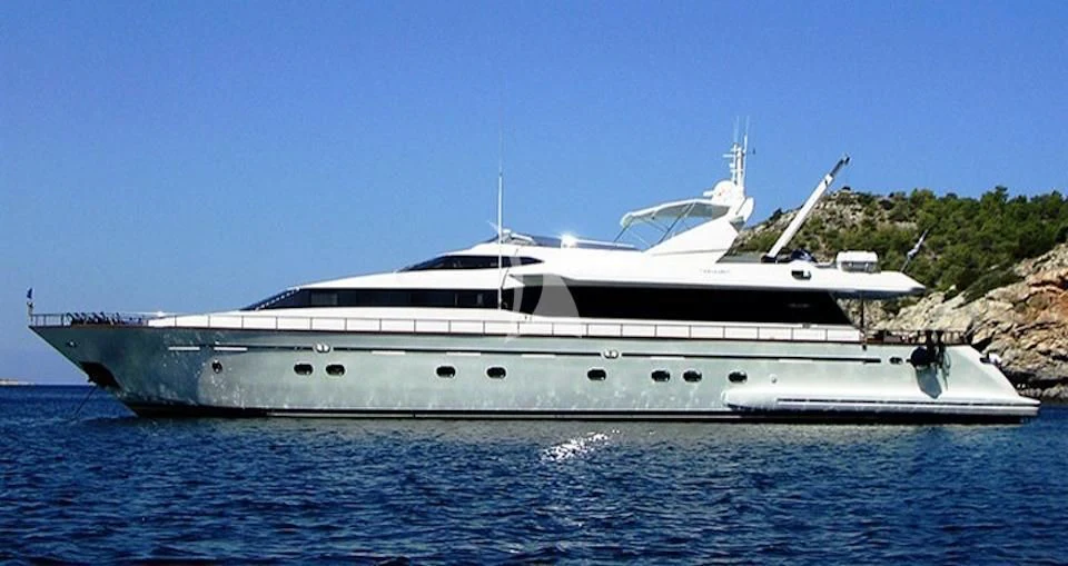 a white yacht on the water aboard FALCON ISLAND Yacht for Sale