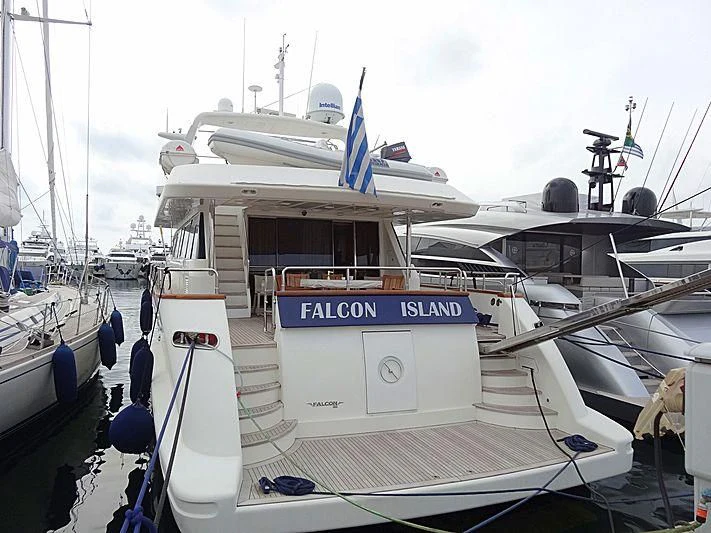 a boat docked at a pier aboard FALCON ISLAND Yacht for Sale