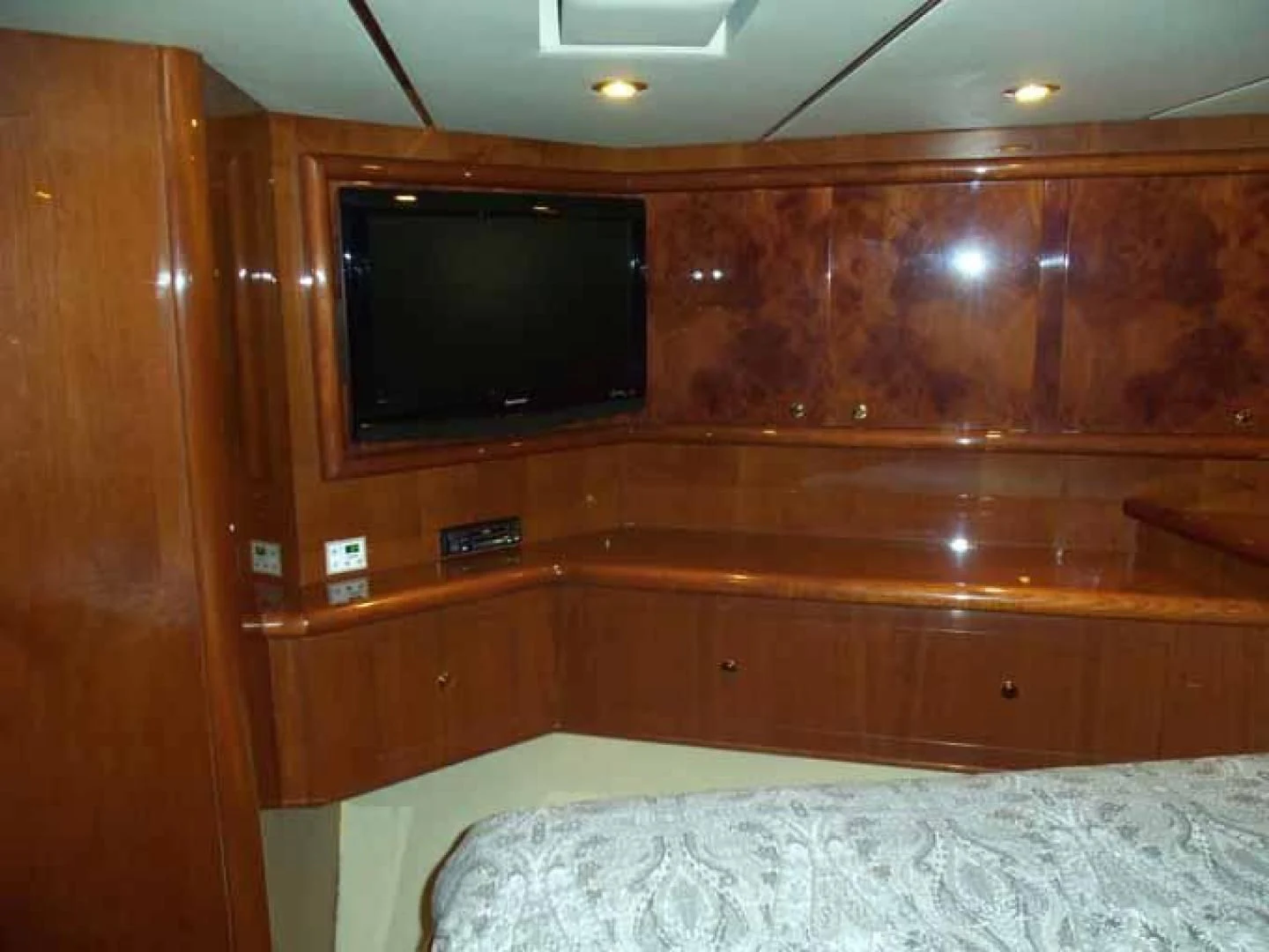 a tv on a wall aboard DOLCE VITA Yacht for Sale