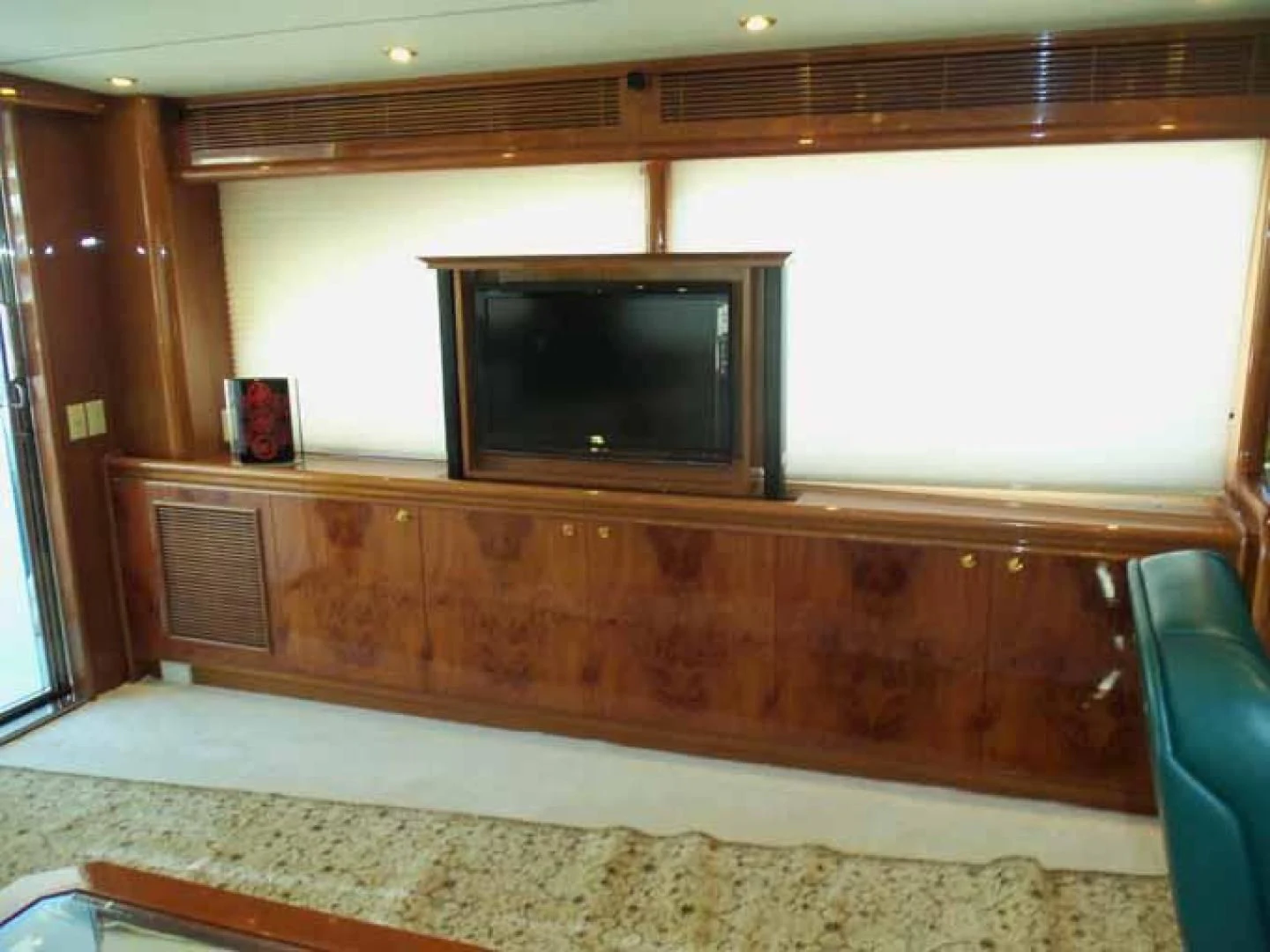 a tv on a cabinet aboard DOLCE VITA Yacht for Sale