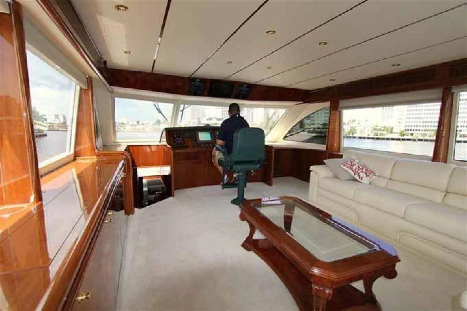 a person sitting in a room aboard DOLCE VITA Yacht for Sale