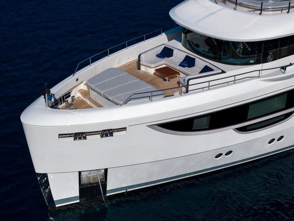 a couple of white boats on the water aboard SEAESTA Yacht for Sale
