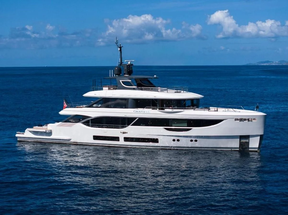 a white yacht in the water aboard SEAESTA Yacht for Sale
