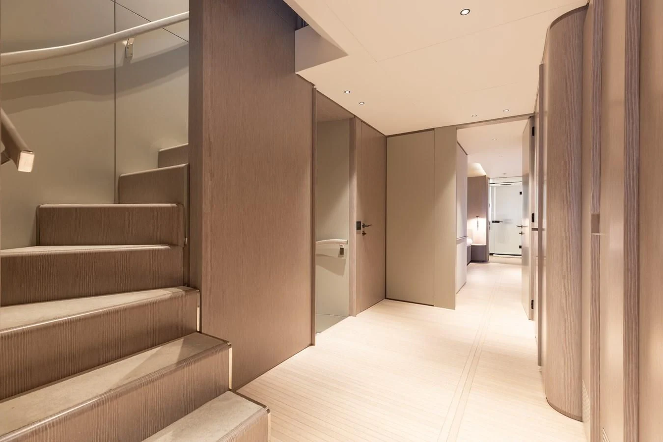 a hallway with a set of doors aboard SEAESTA Yacht for Sale