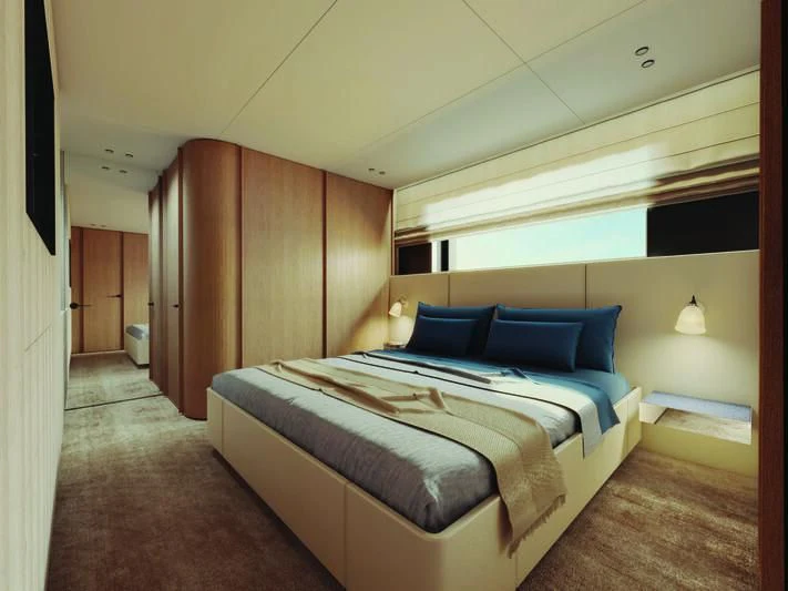 a bedroom with a bed aboard SEAESTA Yacht for Sale