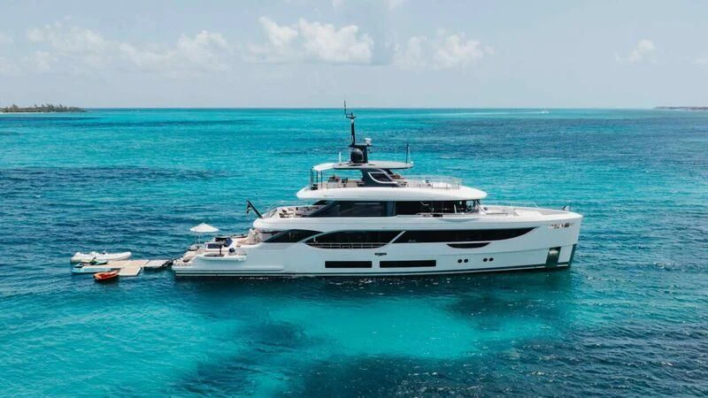 a white yacht in the water aboard SEAESTA Yacht for Sale