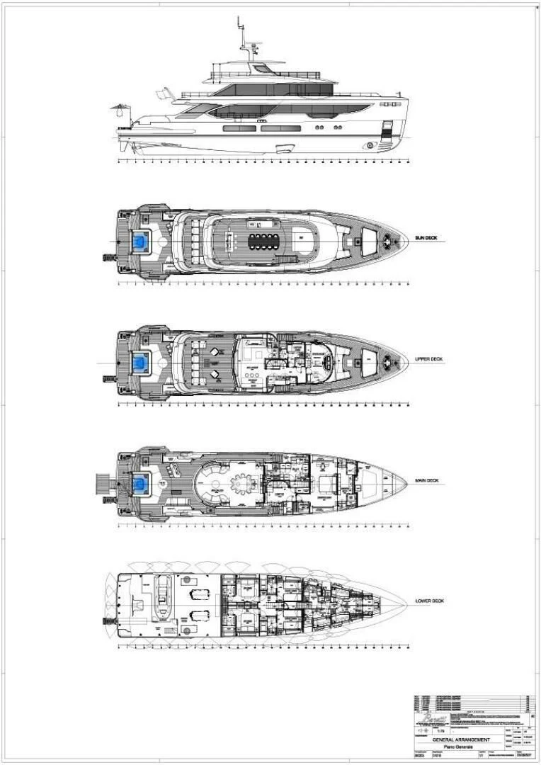 diagram, engineering drawing aboard SEAESTA Yacht for Sale