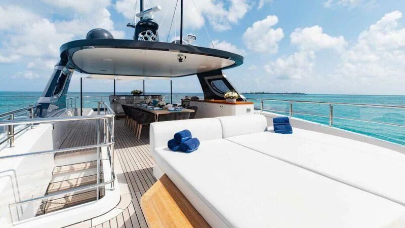 a boat on a deck aboard SEAESTA Yacht for Sale