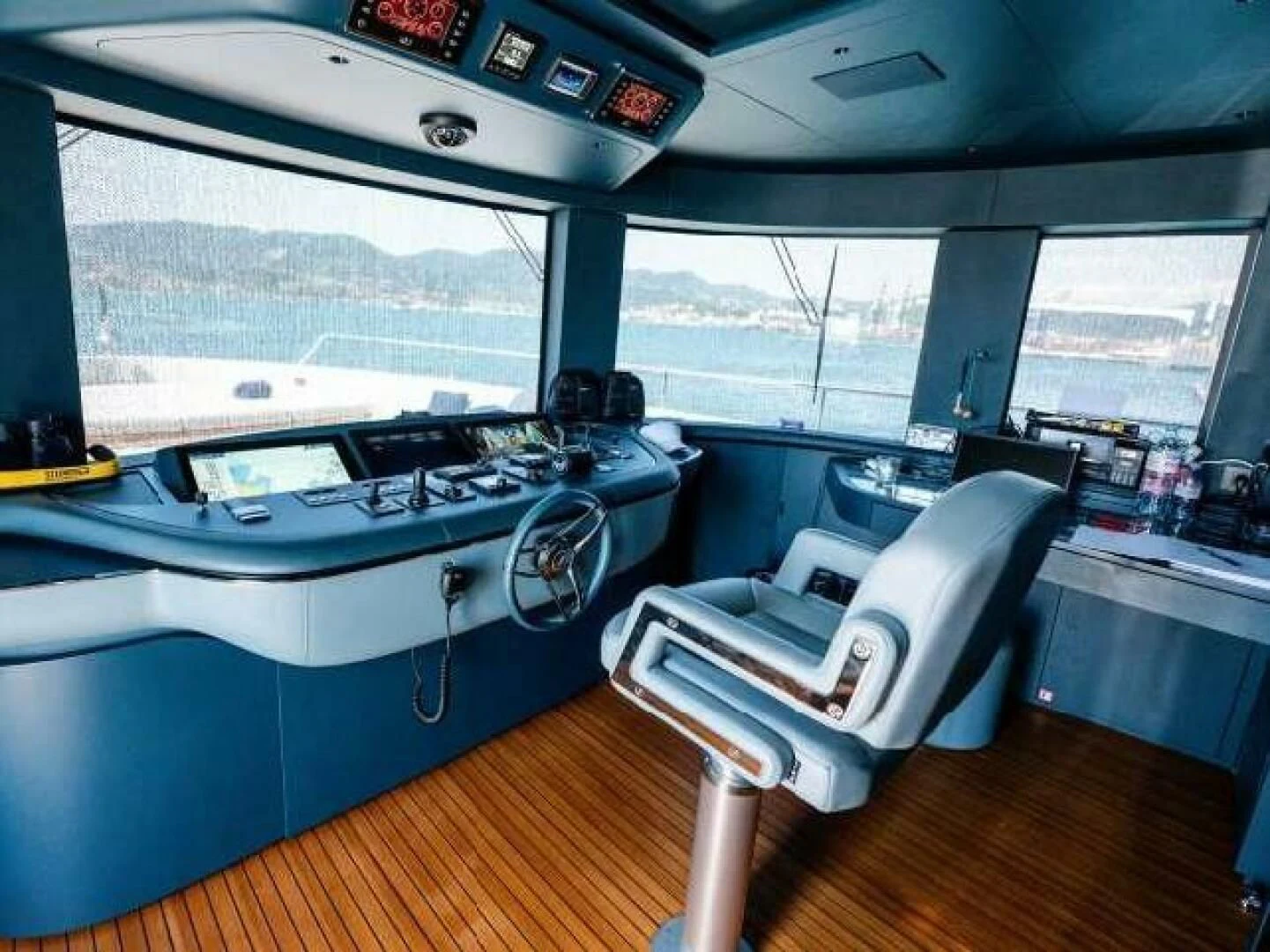 a room with a large window aboard SEAESTA Yacht for Sale