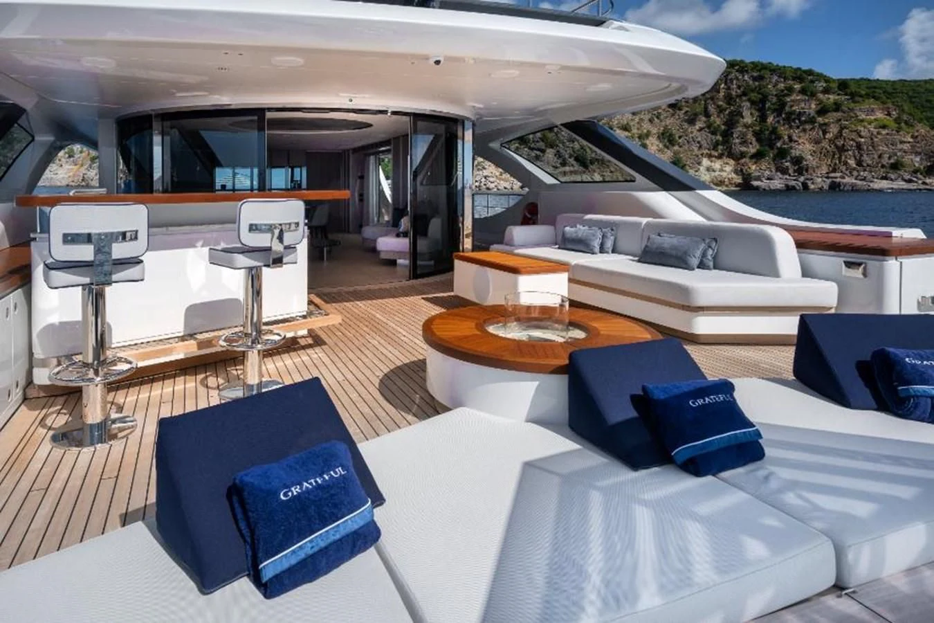 a boat on a deck aboard SEAESTA Yacht for Sale