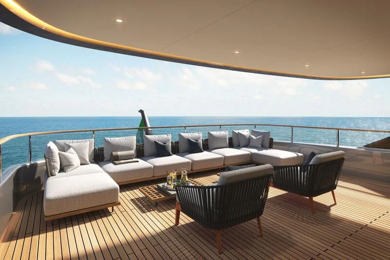 a room with a couch and a table and chairs aboard SEAESTA Yacht for Sale