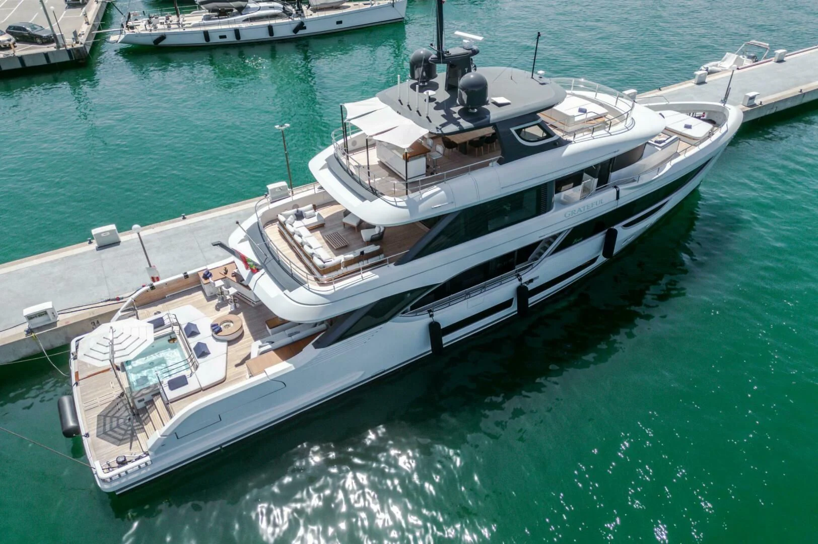 a large ship in the water aboard SEAESTA Yacht for Sale