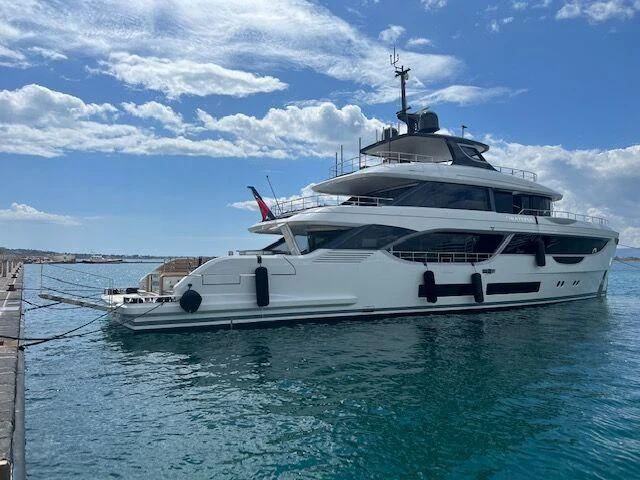 a white yacht in the water aboard SEAESTA Yacht for Sale