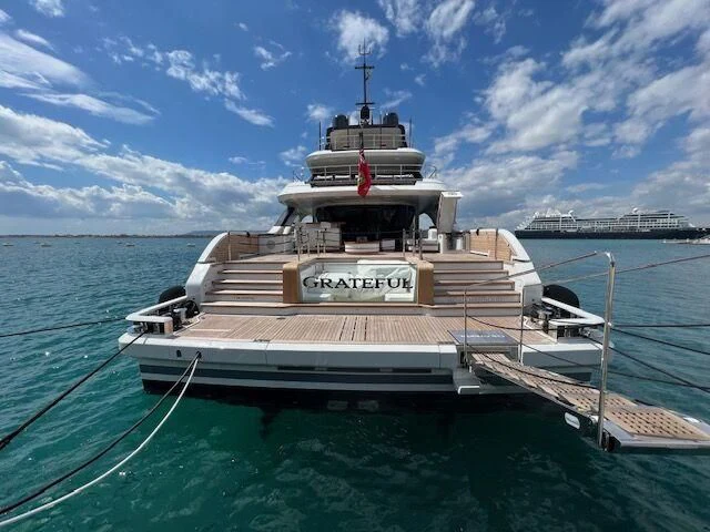 a large white boat in the water aboard SEAESTA Yacht for Sale