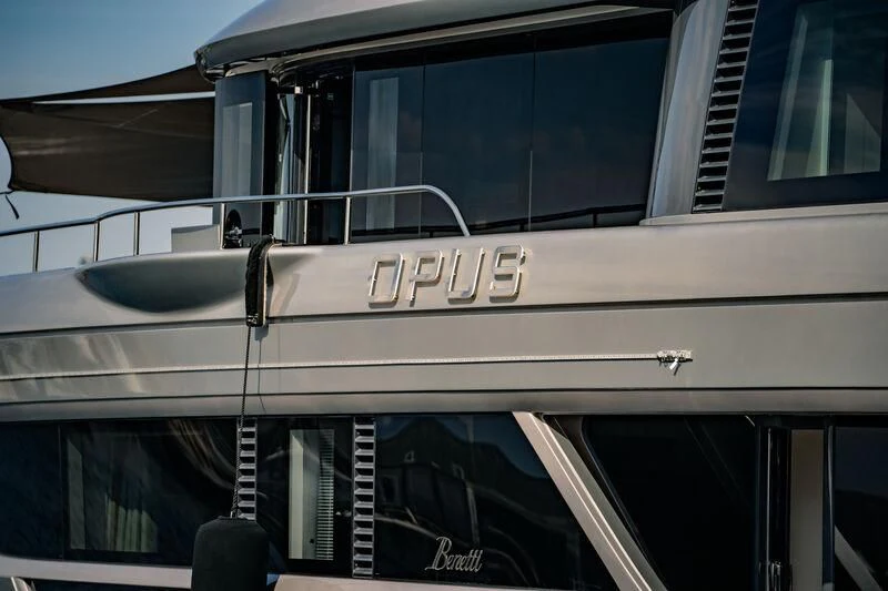 a white building with a sign on it aboard SEAESTA Yacht for Sale