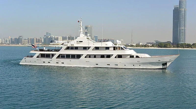 a white yacht in the water aboard WHITE KNIGHT Yacht for Sale