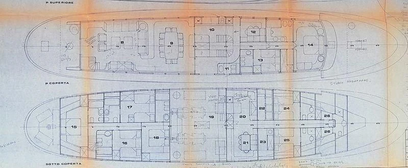 diagram, engineering drawing aboard ATHINA Yacht for Sale