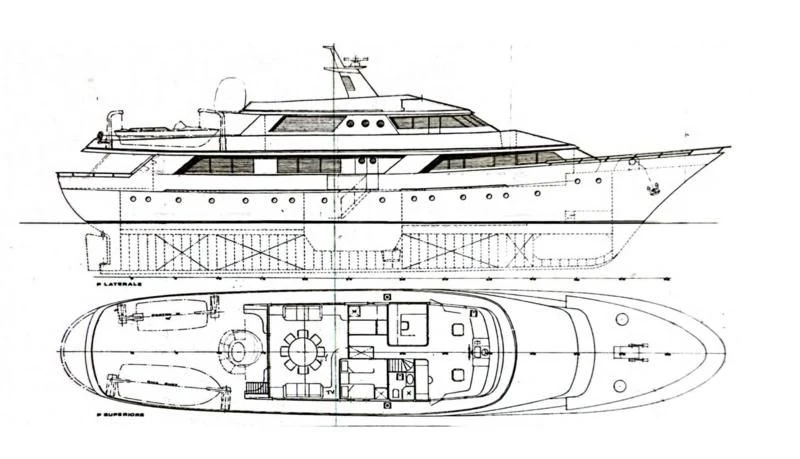 diagram, engineering drawing aboard ATHINA Yacht for Sale