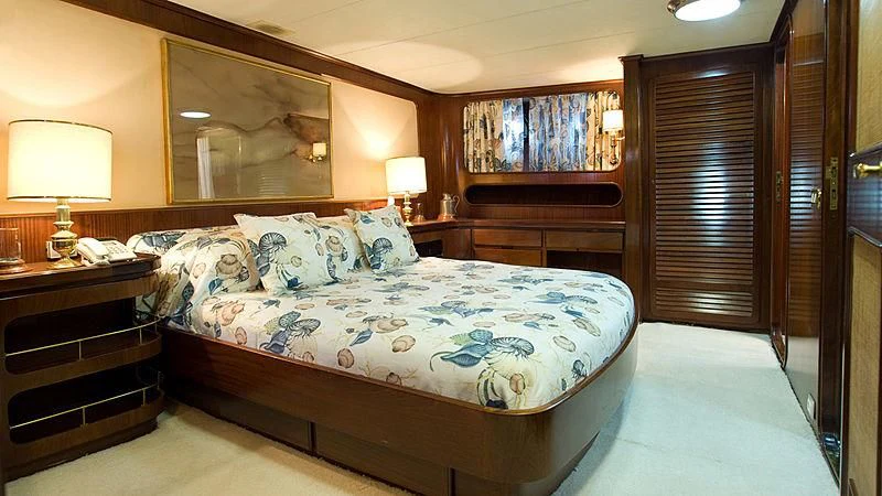 a bed in a room aboard ATHINA Yacht for Sale