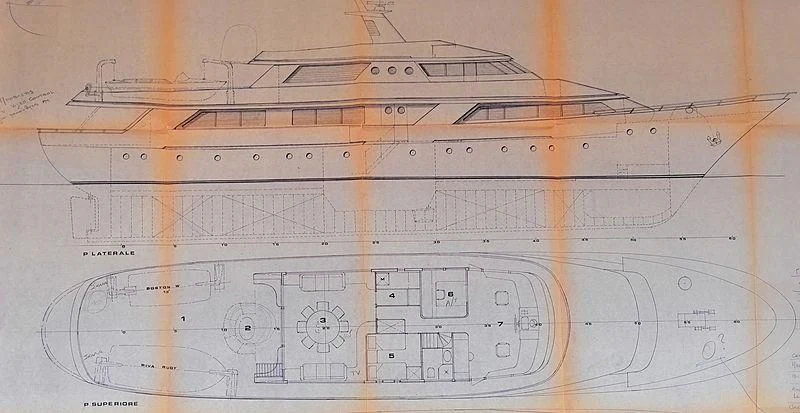 diagram, engineering drawing aboard ATHINA Yacht for Sale
