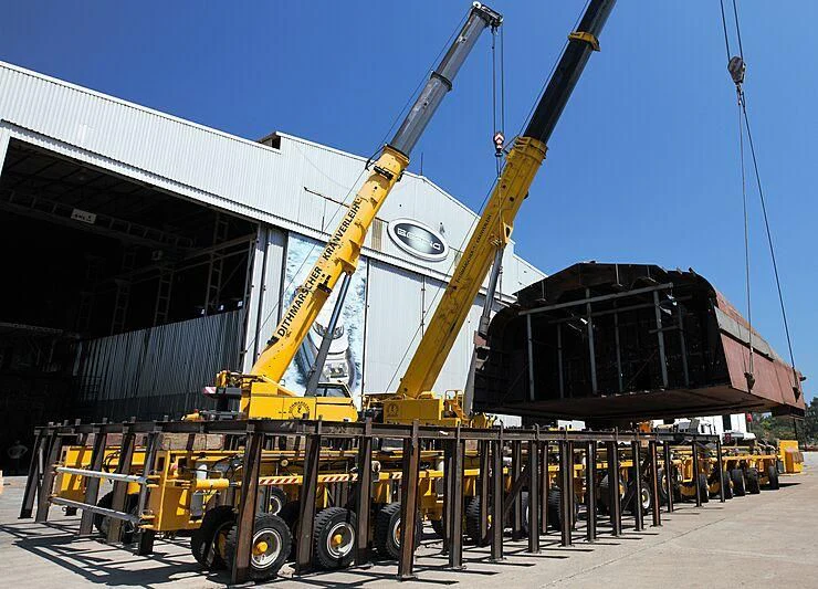 a large machine with a large metal structure on the side aboard HEEUS Yacht for Sale