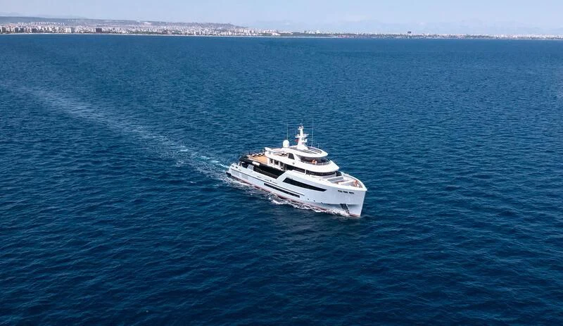a boat in the water aboard HEEUS Yacht for Sale