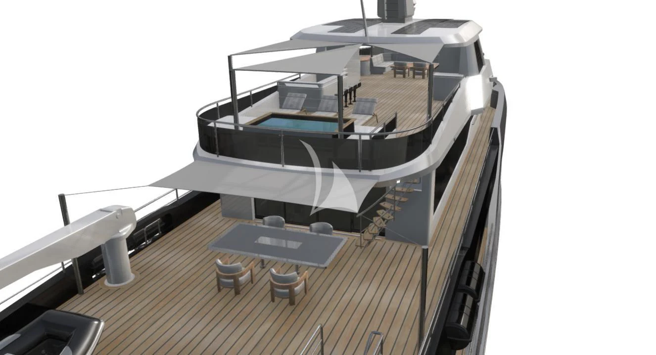 a large white boat aboard HEEUS Yacht for Sale