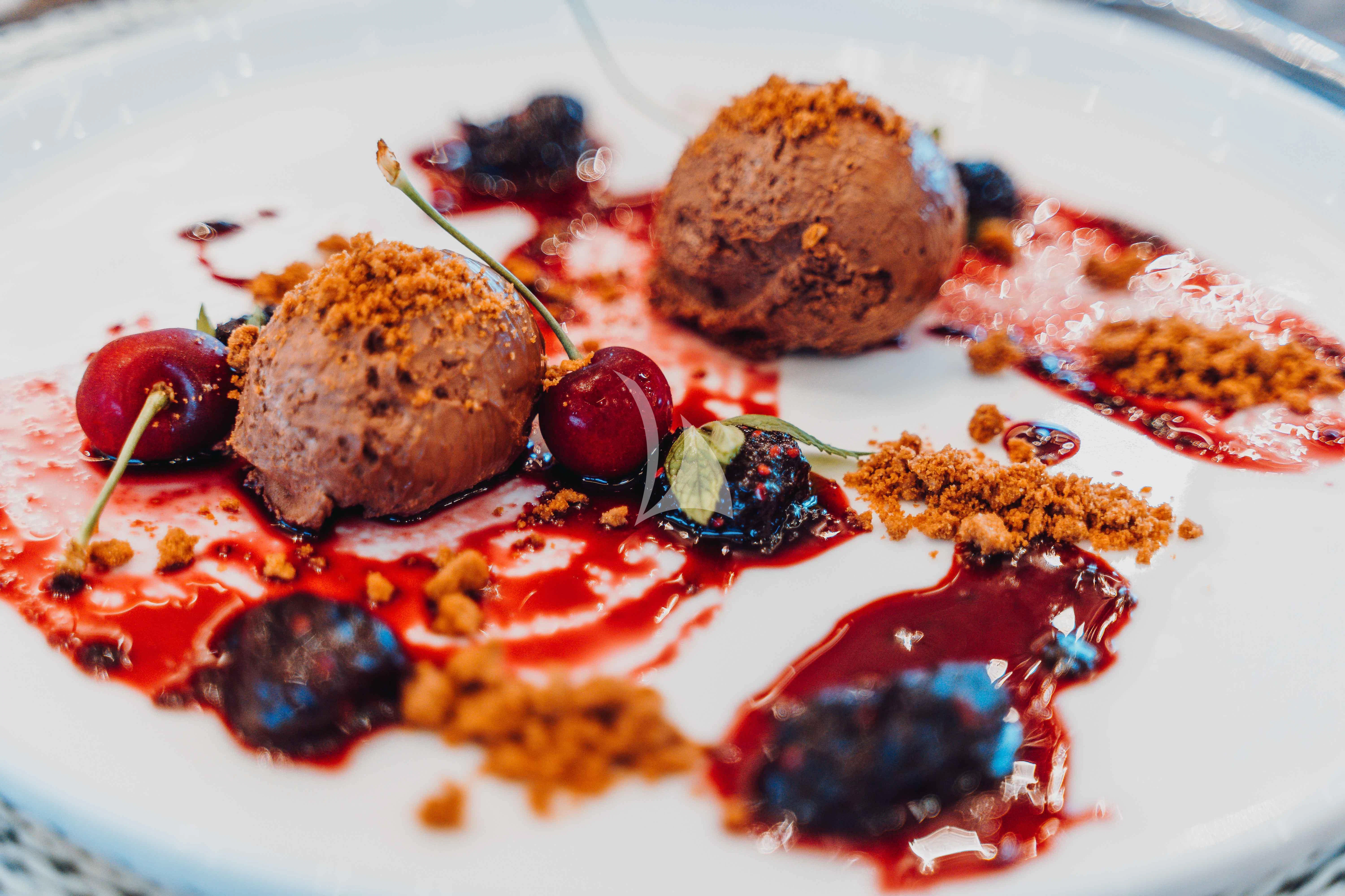 a plate of food aboard HEEUS Yacht for Sale