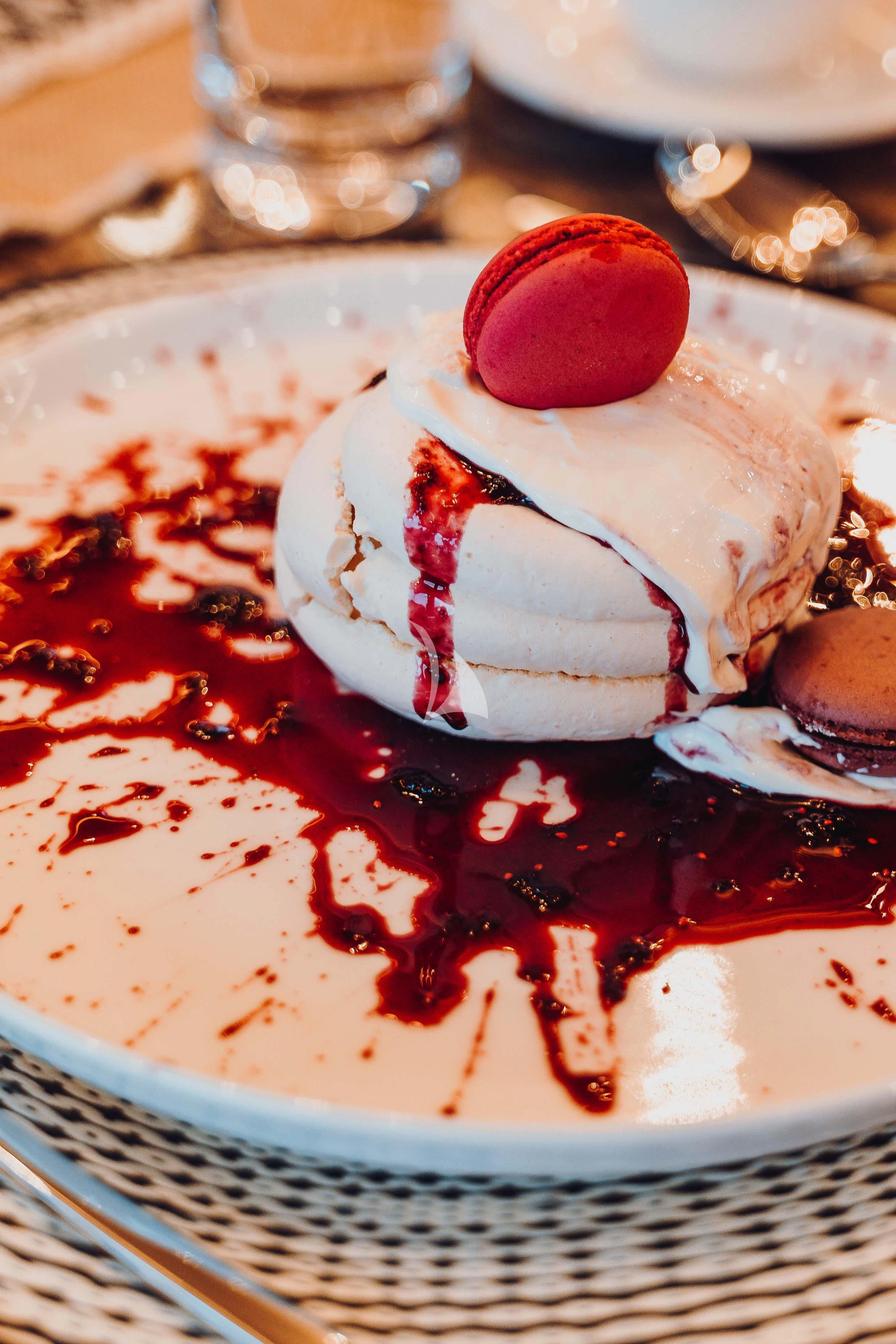 a plate of food aboard HEEUS Yacht for Sale