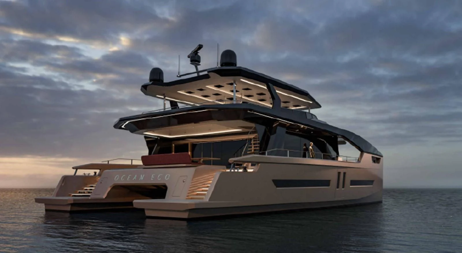 a large white boat in the water aboard 2023 ALVA YACHTS OCEAN ECO 90 #1 Yacht for Sale