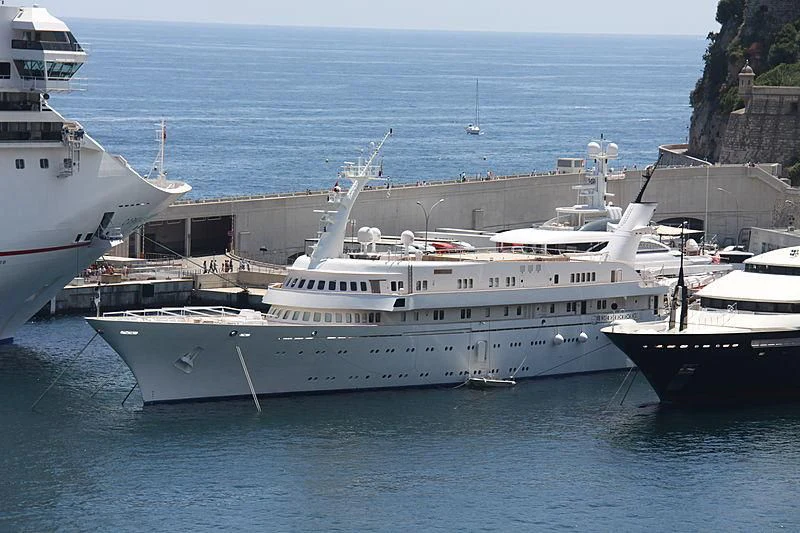 a large white yacht in the water aboard ATLANTIS II Yacht for Sale