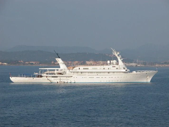 a large white ship in the water aboard ATLANTIS II Yacht for Sale