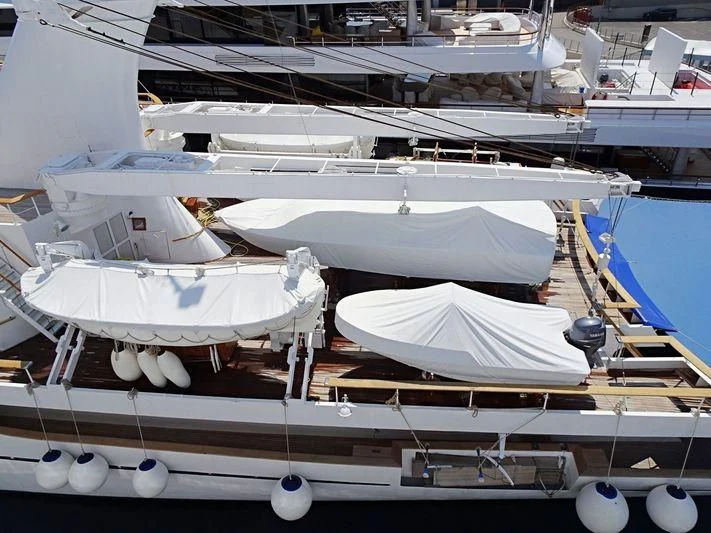 a group of boats are parked aboard ATLANTIS II Yacht for Sale