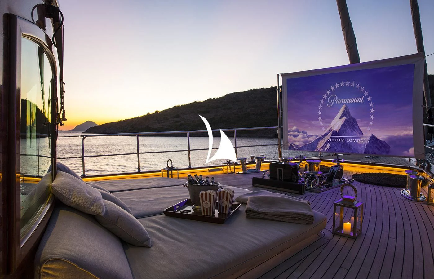 a tv on a boat aboard SATORI Yacht for Charter