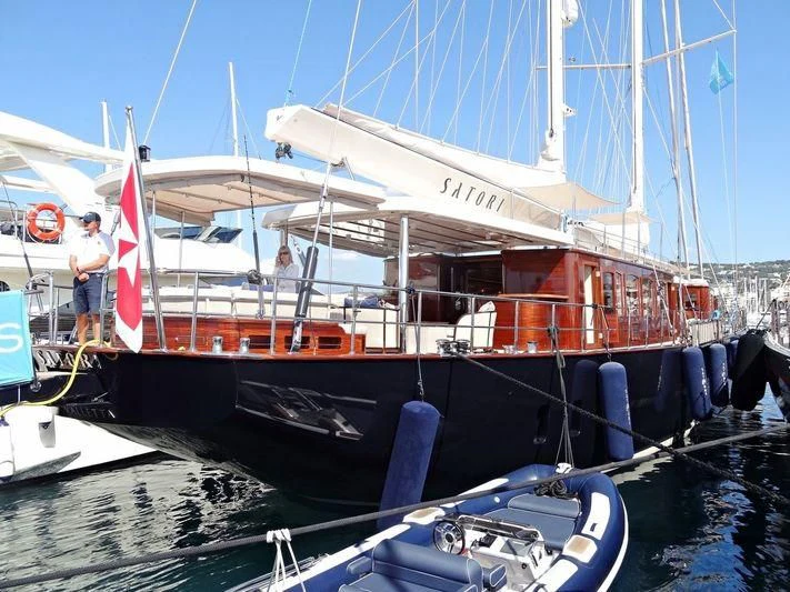 a boat is docked aboard SATORI Yacht for Charter