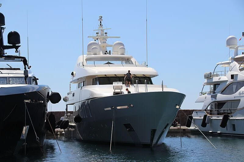 a group of boats are parked in the water aboard RAHAL Yacht for Sale